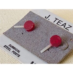 New on Card Old Stock Vintage 1980's LOLLYPOP CANDY Pierced Earrings J. TEAZ